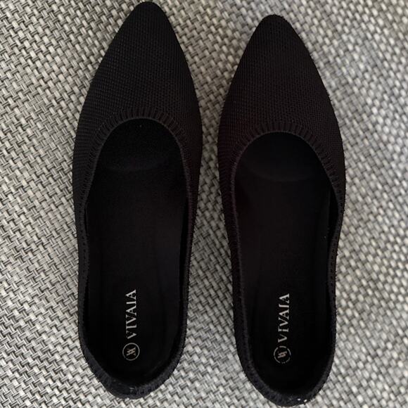 VIVAIA Aria Pointed-Toe Water Repellent Ballet Flats EU36/ US 5.5 Black Preppy - Picture 2 of 6